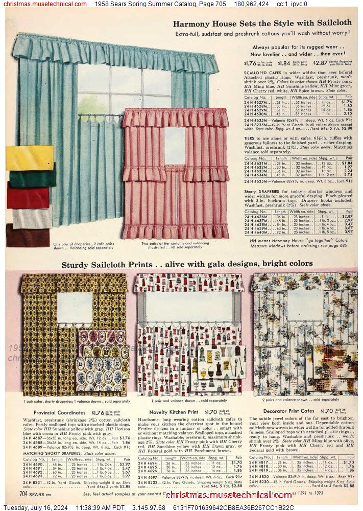 1958 Sears Spring Summer Catalog, Page 705