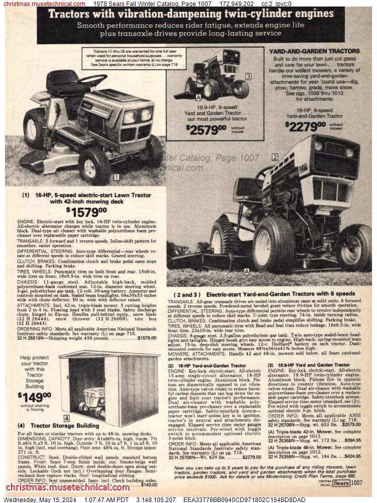 1978 Sears Fall Winter Catalog, Page 1007