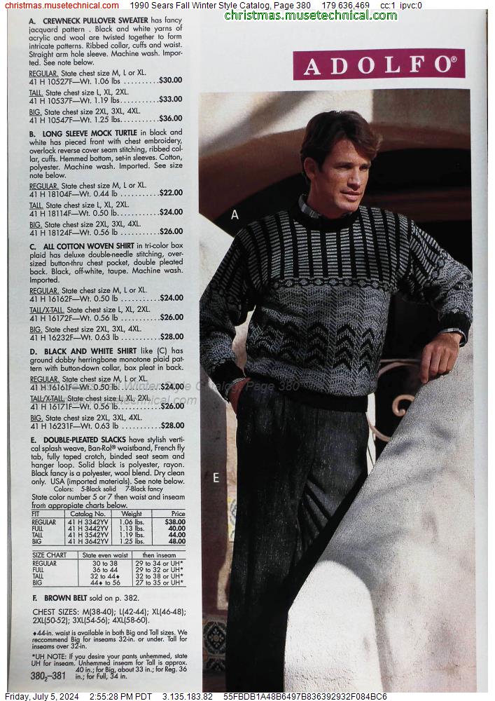 1990 Sears Fall Winter Style Catalog, Page 380