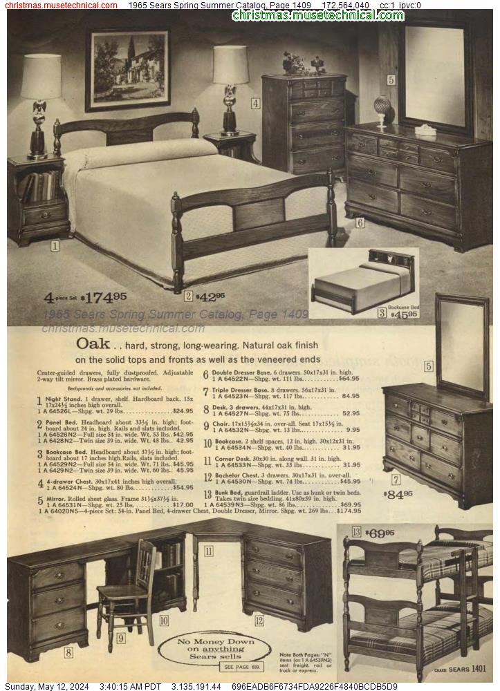 1965 Sears Spring Summer Catalog, Page 1409