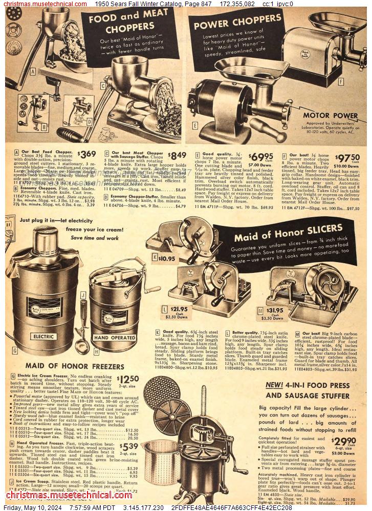 1950 Sears Fall Winter Catalog, Page 847