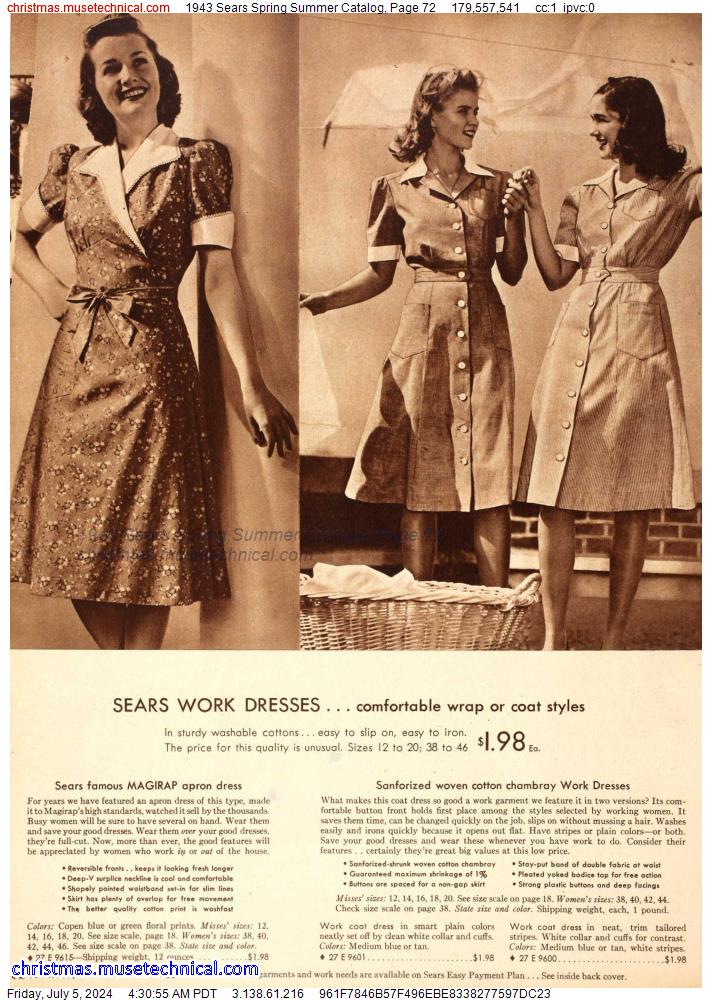 1943 Sears Spring Summer Catalog, Page 72