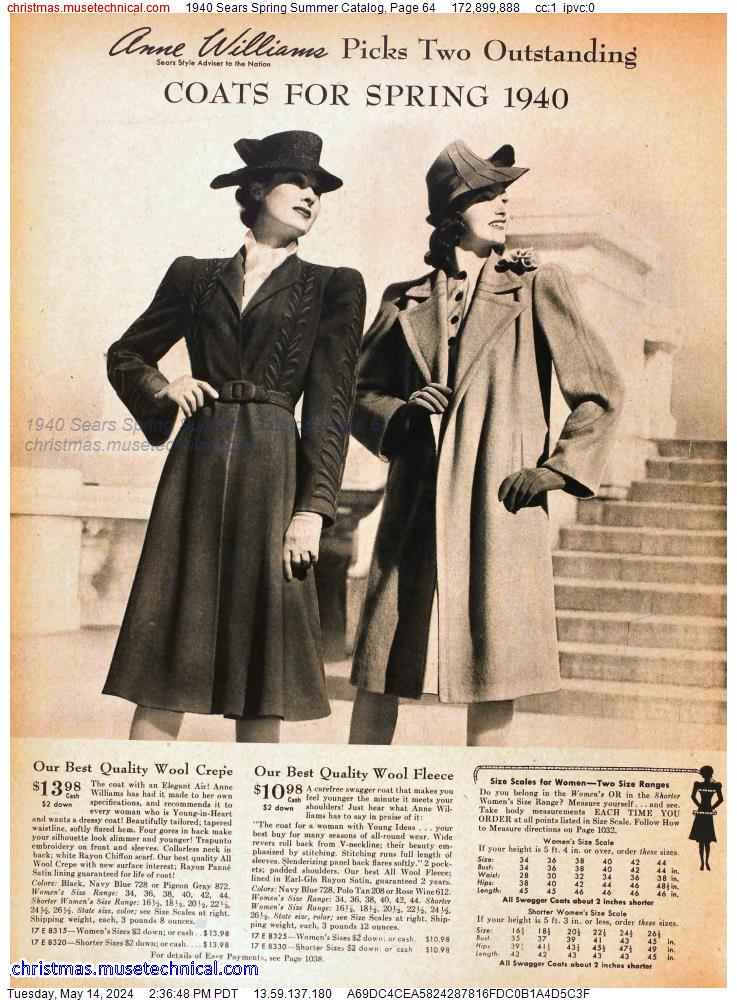 1940 Sears Spring Summer Catalog, Page 64