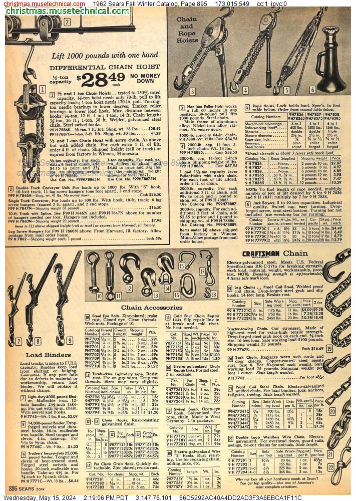1962 Sears Fall Winter Catalog, Page 895