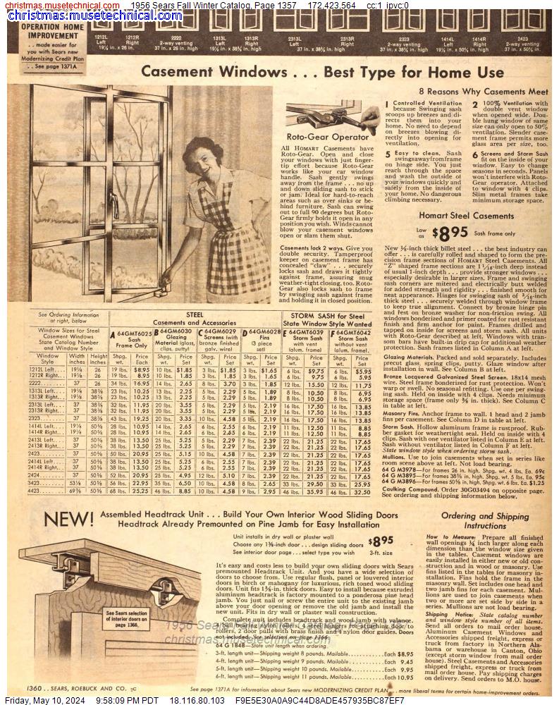 1956 Sears Fall Winter Catalog, Page 1357
