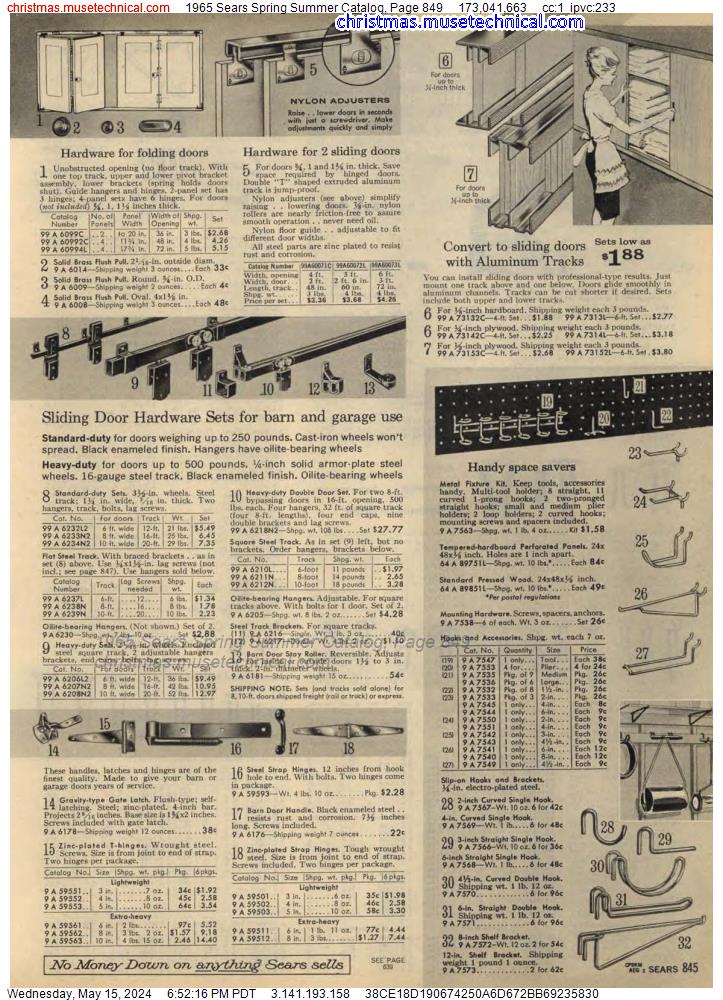 1965 Sears Spring Summer Catalog, Page 849