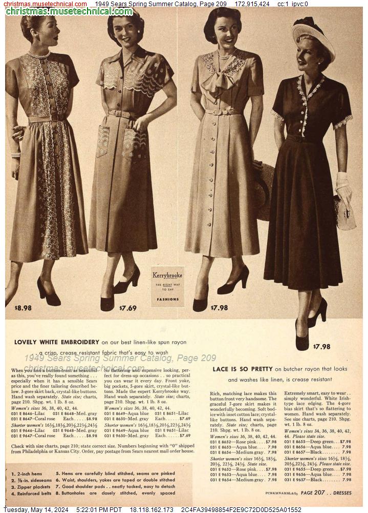 1949 Sears Spring Summer Catalog, Page 209
