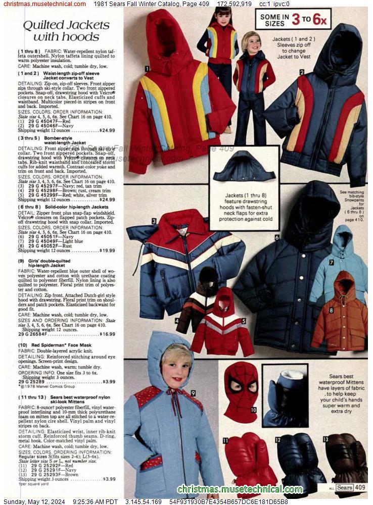 1981 Sears Fall Winter Catalog, Page 409