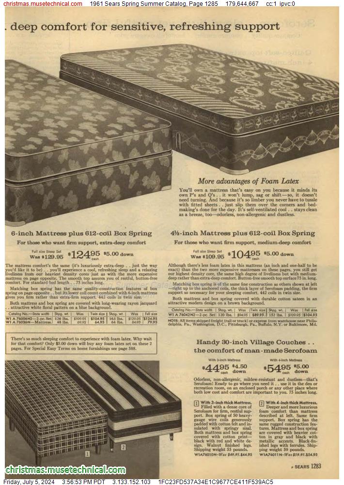 1961 Sears Spring Summer Catalog, Page 1285