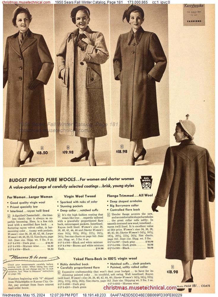 1950 Sears Fall Winter Catalog, Page 181