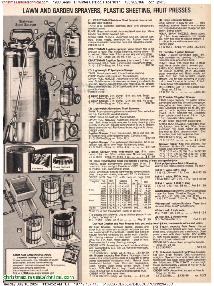 1983 Sears Fall Winter Catalog, Page 1017