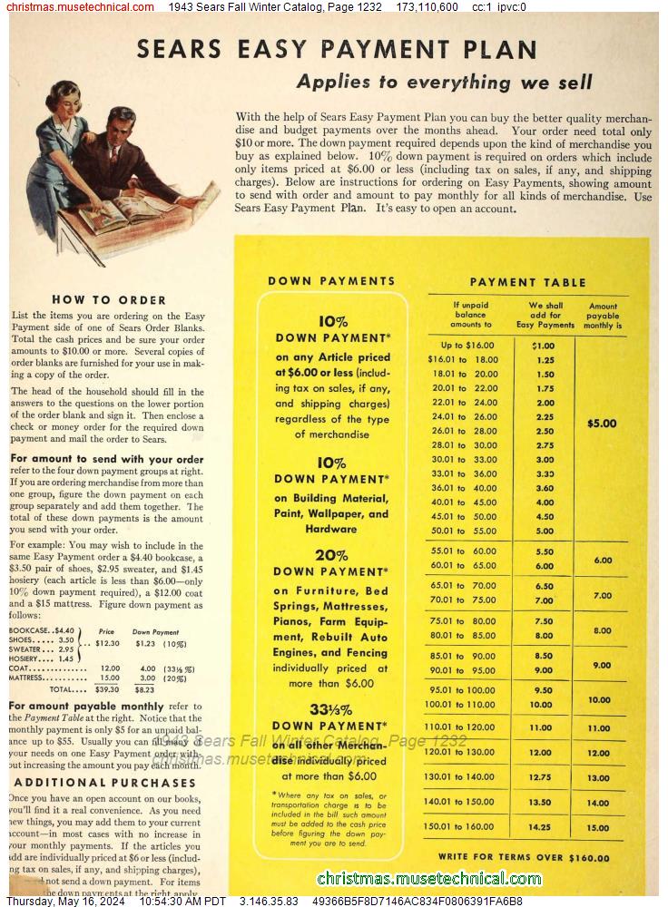 1943 Sears Fall Winter Catalog, Page 1232