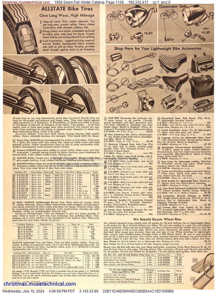 1956 Sears Fall Winter Catalog, Page 1138