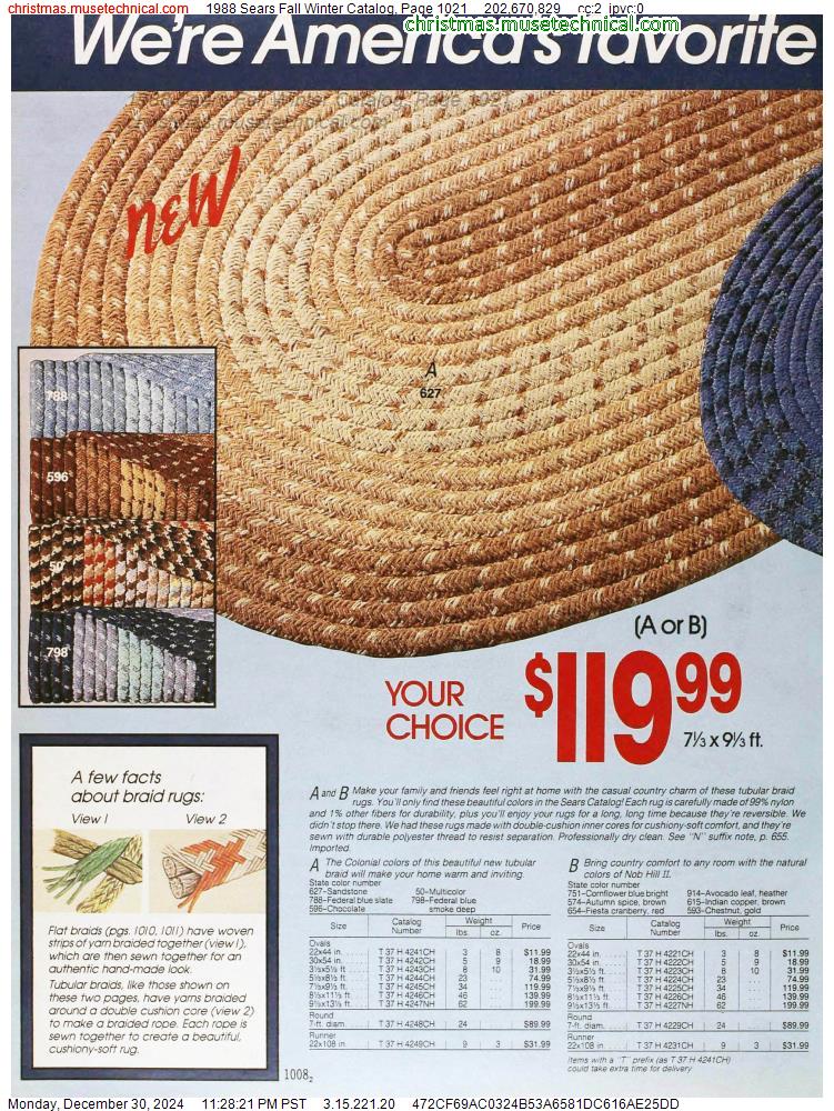 1988 Sears Fall Winter Catalog, Page 1021