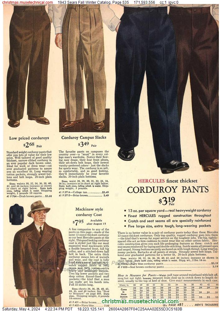 1943 Sears Fall Winter Catalog, Page 535