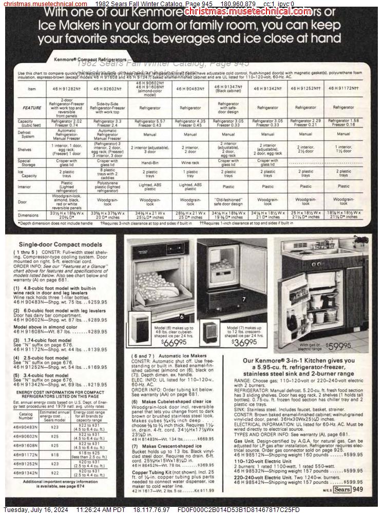 1982 Sears Fall Winter Catalog, Page 945