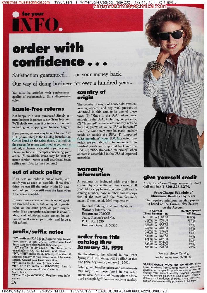 1990 Sears Fall Winter Style Catalog, Page 232