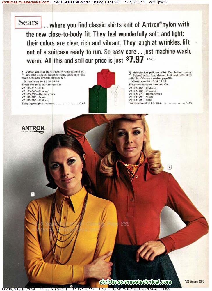 1970 Sears Fall Winter Catalog, Page 285