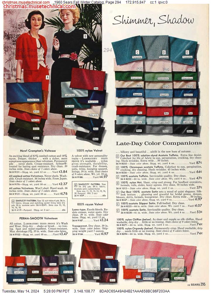 1960 Sears Fall Winter Catalog, Page 294