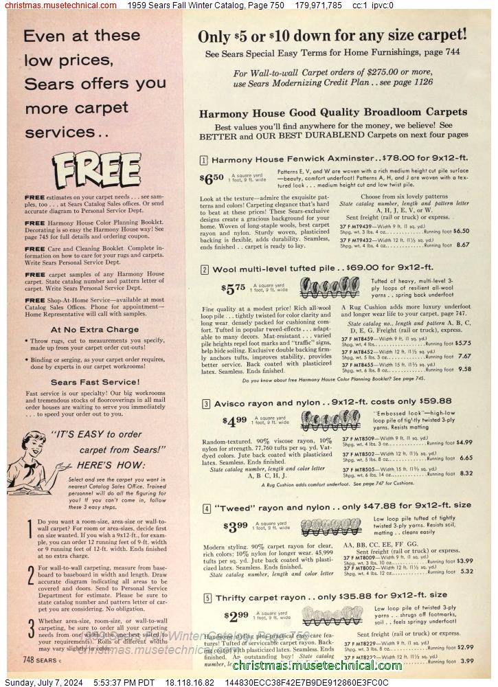 1959 Sears Fall Winter Catalog, Page 750