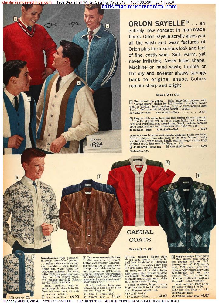 1962 Sears Fall Winter Catalog, Page 517