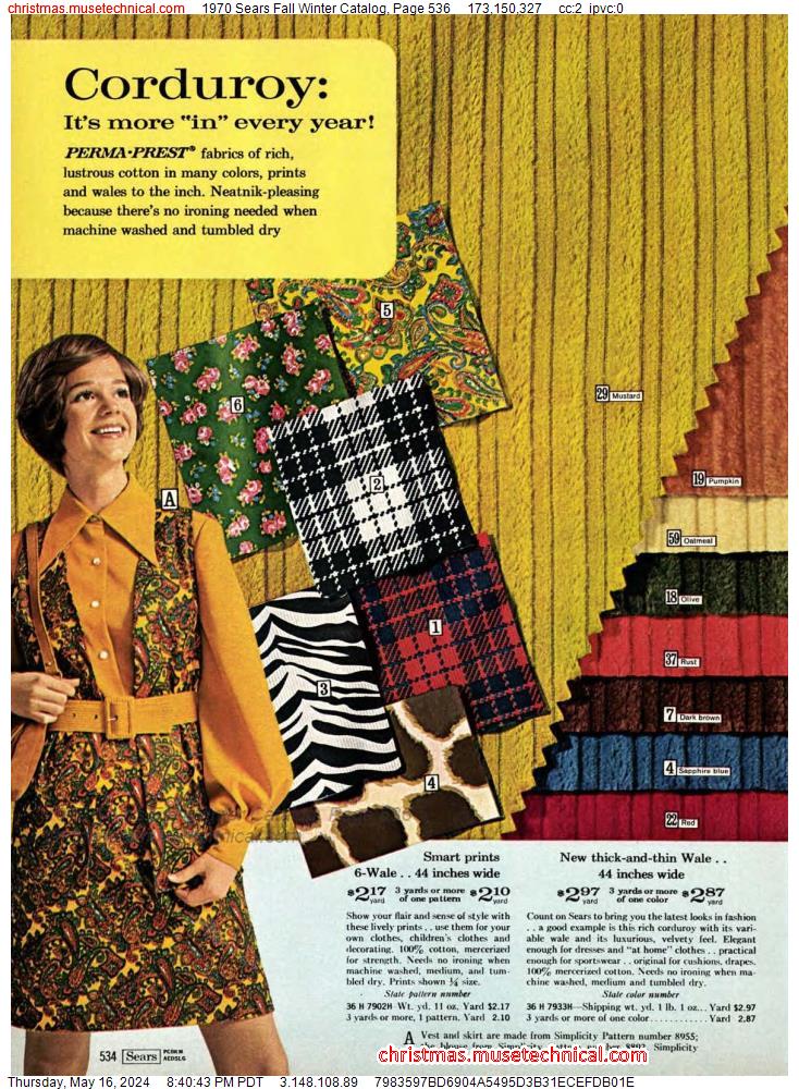 1970 Sears Fall Winter Catalog, Page 536