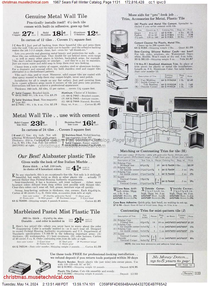 1967 Sears Fall Winter Catalog, Page 1131