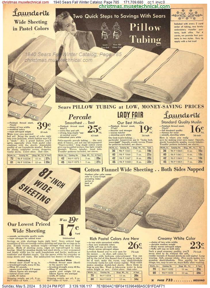 1940 Sears Fall Winter Catalog, Page 785