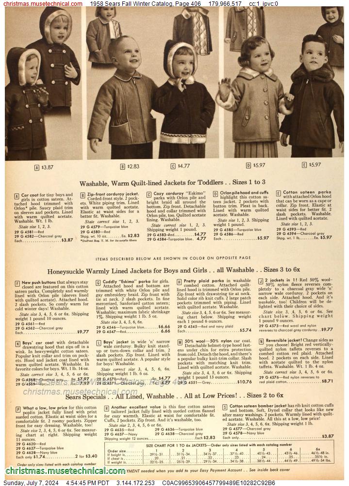 1958 Sears Fall Winter Catalog, Page 406
