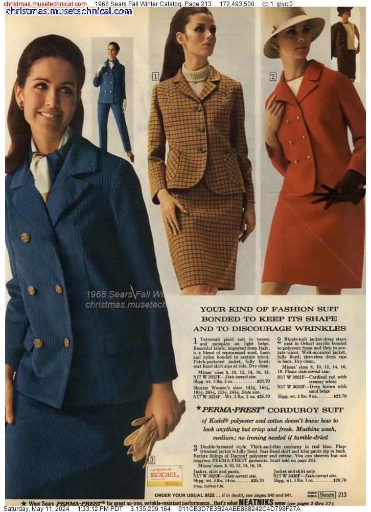 1968 Sears Fall Winter Catalog, Page 213