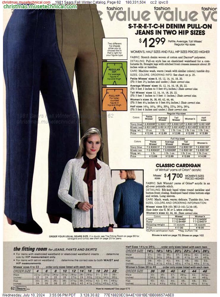1981 Sears Fall Winter Catalog, Page 62