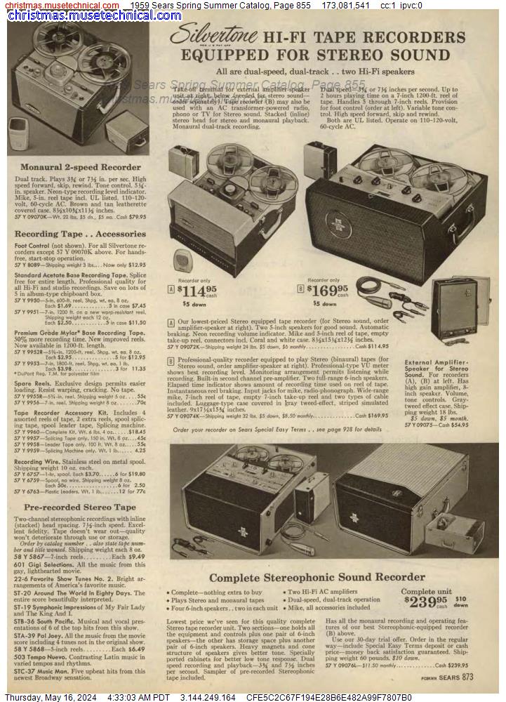 1959 Sears Spring Summer Catalog, Page 855