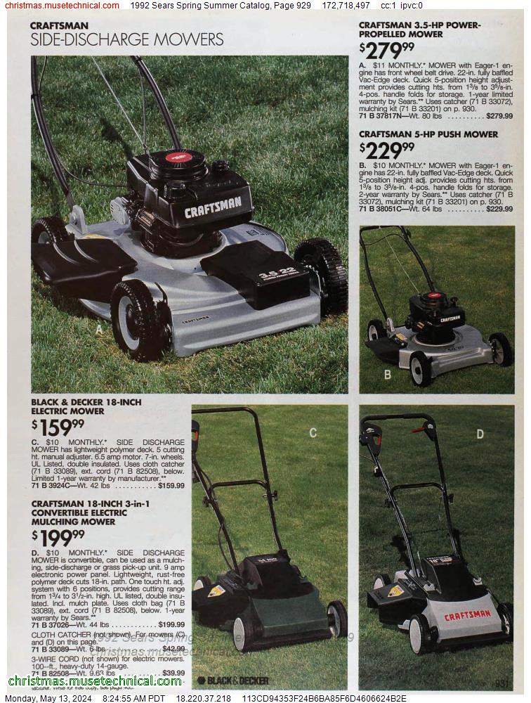1992 Sears Spring Summer Catalog, Page 929