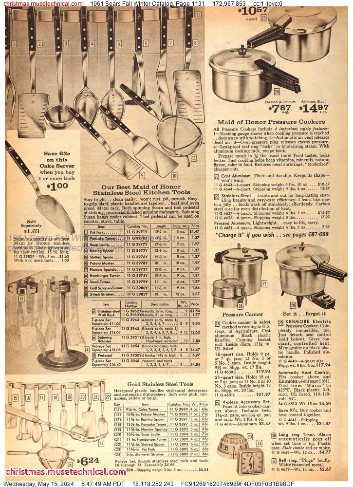 1961 Sears Fall Winter Catalog, Page 1131