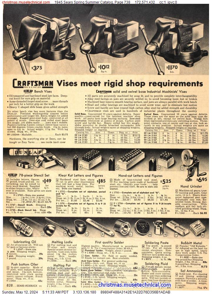 1945 Sears Spring Summer Catalog, Page 738