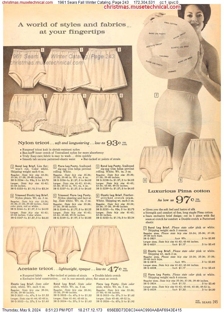 1961 Sears Fall Winter Catalog, Page 243