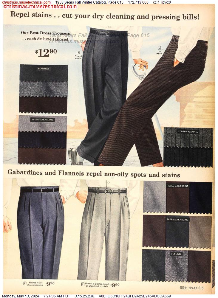 1958 Sears Fall Winter Catalog, Page 615
