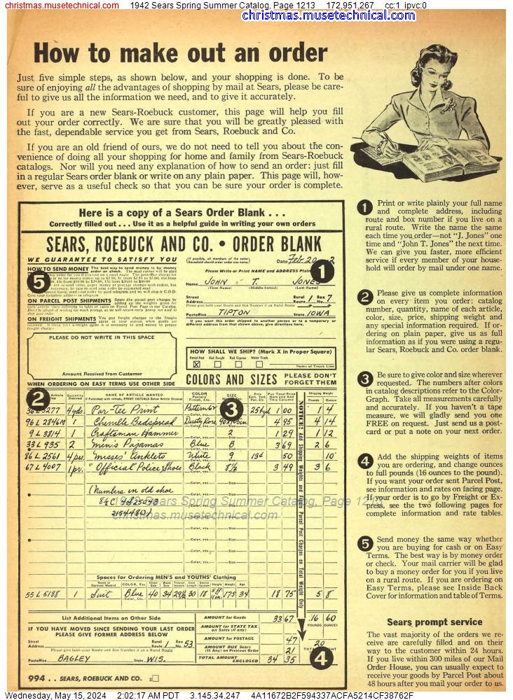 1942 Sears Spring Summer Catalog, Page 1213