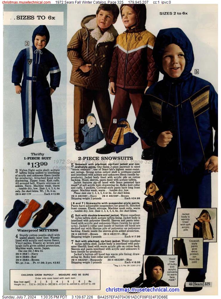 1972 Sears Fall Winter Catalog, Page 325