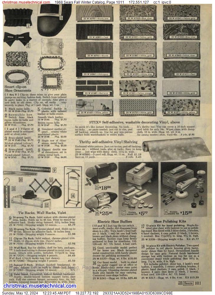 1968 Sears Fall Winter Catalog, Page 1011
