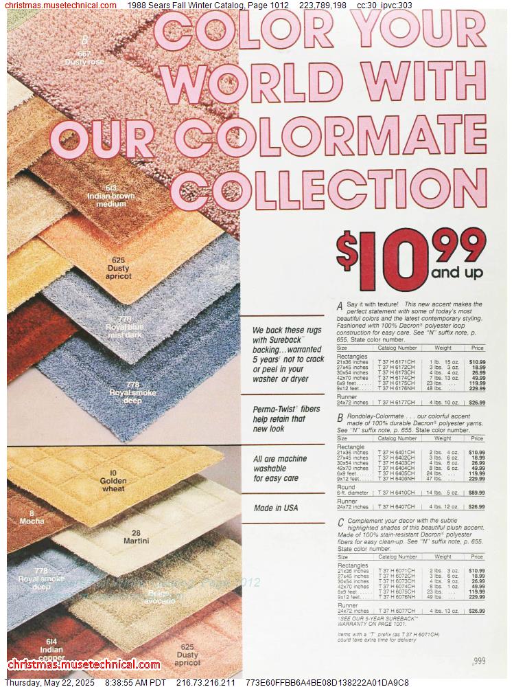 1988 Sears Fall Winter Catalog, Page 1012