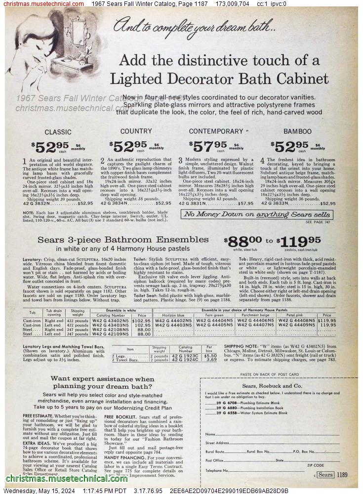 1967 Sears Fall Winter Catalog, Page 1187