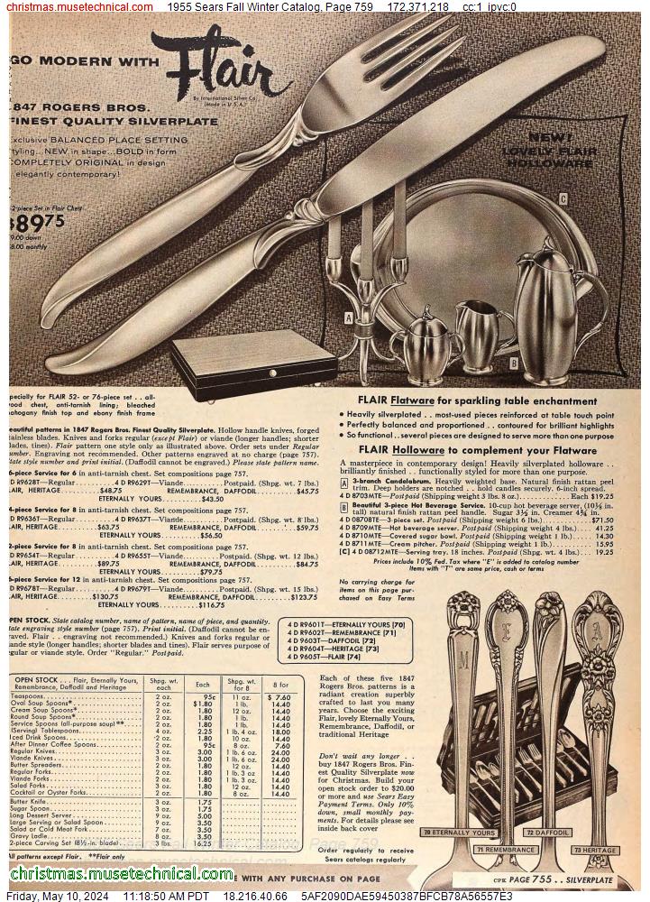 1955 Sears Fall Winter Catalog, Page 759