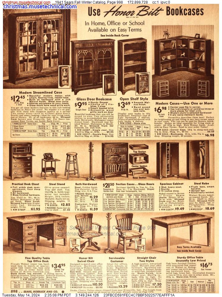 1941 Sears Fall Winter Catalog, Page 998