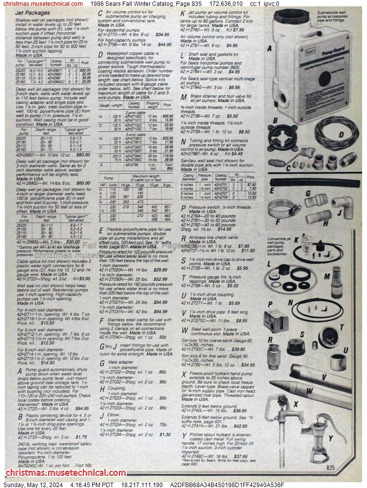 1986 Sears Fall Winter Catalog, Page 835