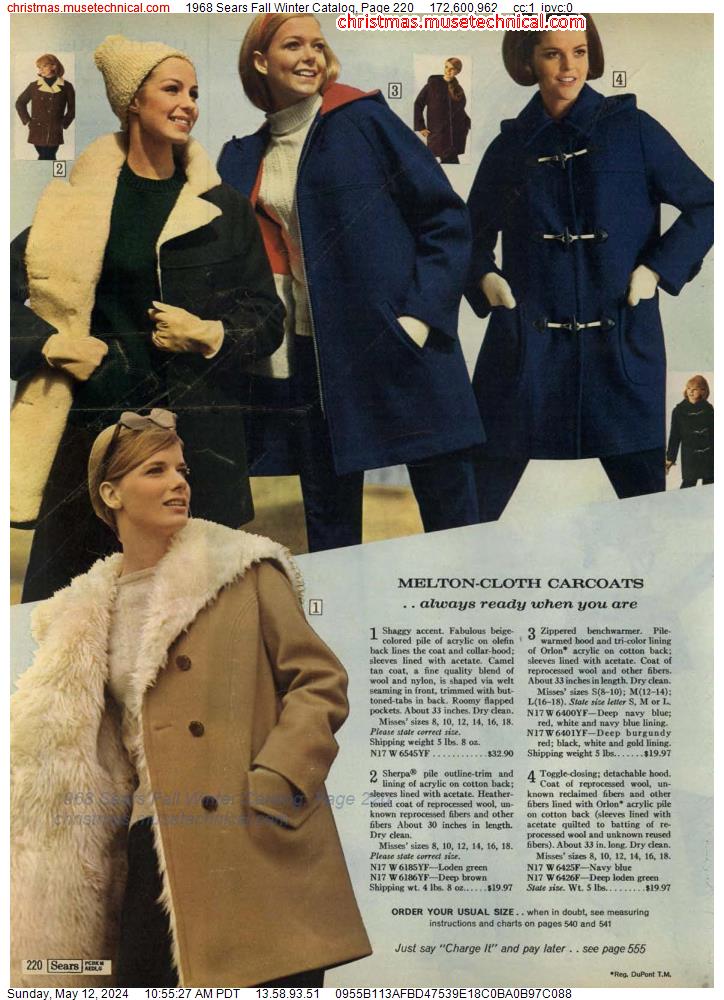 1968 Sears Fall Winter Catalog, Page 220