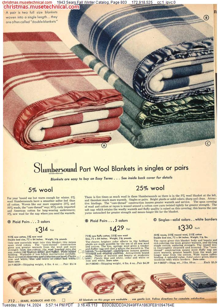 1943 Sears Fall Winter Catalog, Page 803
