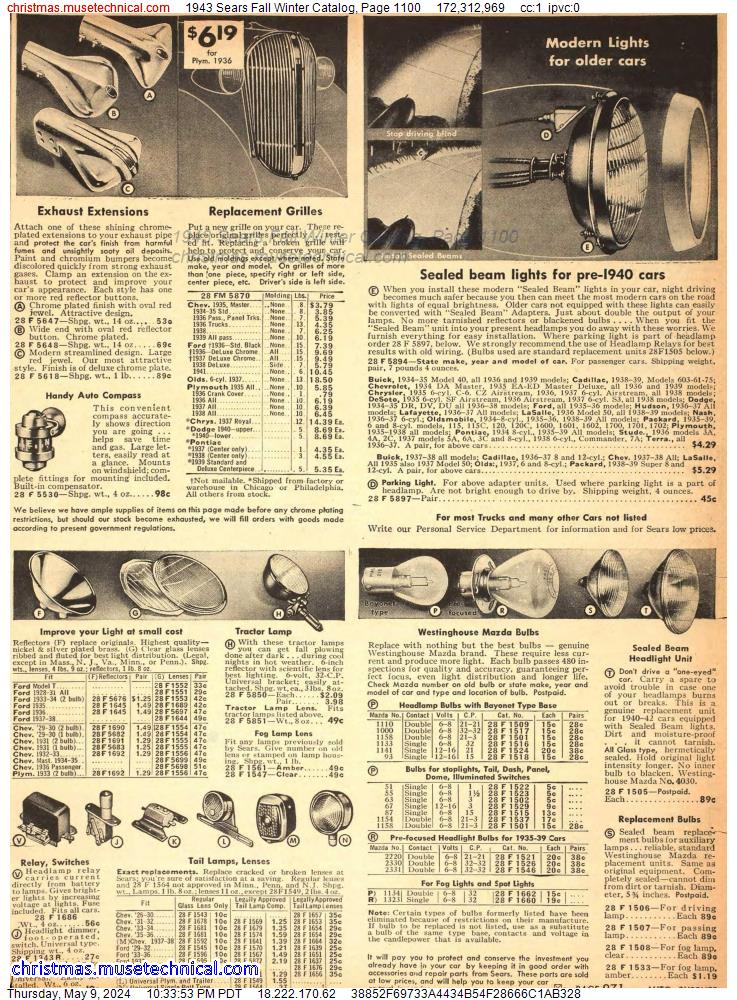 1943 Sears Fall Winter Catalog, Page 1100