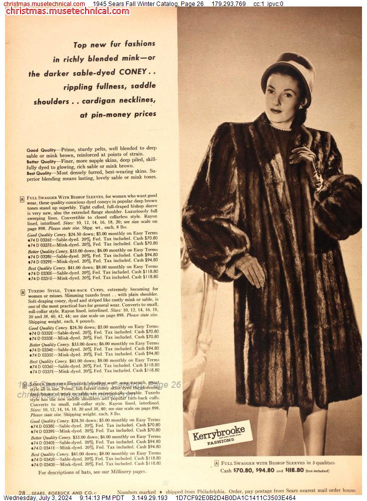 1945 Sears Fall Winter Catalog, Page 26