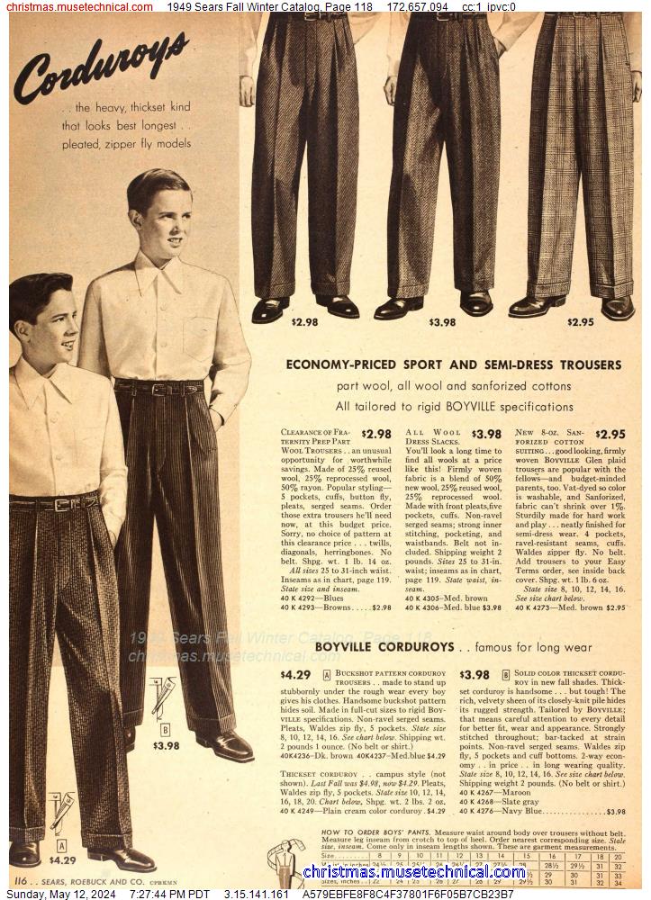 1949 Sears Fall Winter Catalog, Page 118